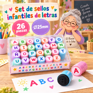 Set de sellos infantiles de letras, 26 piezas