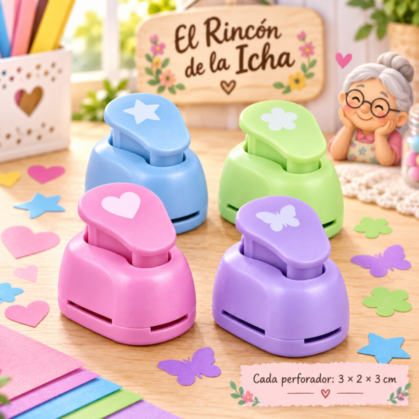 Set de 4 perforadores con forma KM-8101S/4, 3 × 2 × 3 cm