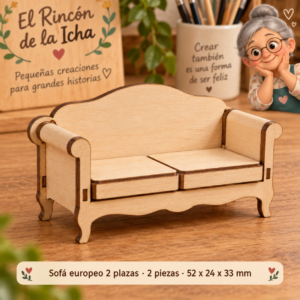 Mueble de maqueta sofá europeo de dos plazas, 2 piezas, 52 x 24 x 33 mm