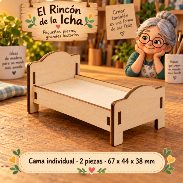 RI-0005230-1.png Mueble de maqueta cama individual, 2 piezas, 67 x 44 x 38 mm