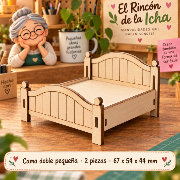 RI-0005231-1.png Mueble de maqueta cama doble pequeña, 2 piezas, 67 x 54 x 44 mm