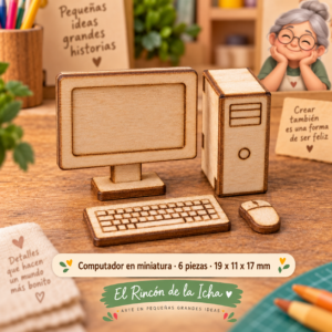 Mueble de maqueta computador, 6 piezas, 19 x 11 x 17 mm