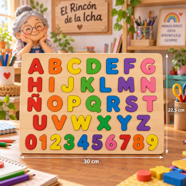 Juguete de puzzle tablero de letras y números 2, 30 x 22,5 cm