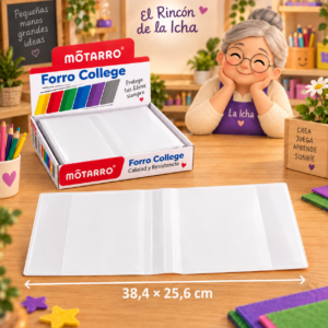 Forro College Motarro PVC Blanco 38,4 x 25,6 cm – 50 Unidades Forro College Motarro PVC blanco de 38,4 x 25,6 cm, presentación de 50 unidades