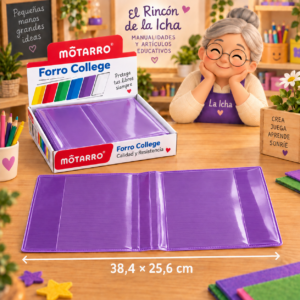 Forro College Motarro PVC Morado 38,4 x 25,6 cm – 50 Unidades Forro College Motarro PVC morado de 38,4 x 25,6 cm, presentación de 50 unidades