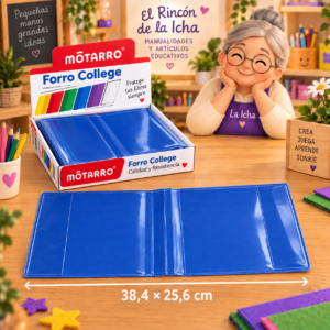 Forro College Motarro PVC Azul 38,4 x 25,6 cm – 50 Unidades Forro College Motarro PVC azul de 38,4 x 25,6 cm, presentación de 50 unidades