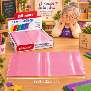 Forro College Motarro PVC Rosado 38,4 x 25,6 cm – 50 Unidades Forro College Motarro PVC rosado de 38,4 x 25,6 cm, presentación de 50 unidades