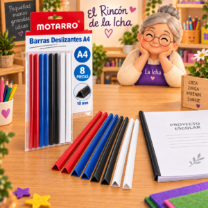 Set de 8 barras deslizantes para carpeta A4 Motarro 10 mm en colores