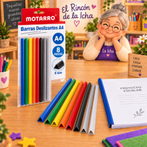 Set de 8 barras deslizantes para carpeta A4 Motarro de 8 mm, en colores surtidos