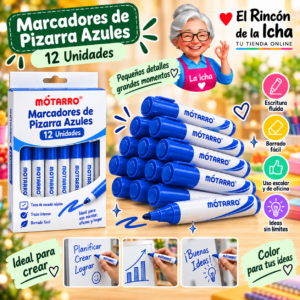 RI-0005352 Marcadores de Pizarra Azules 12 Unidades Motarro