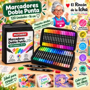 RI-0005353 Marcadores de Colores Doble Punta 120 Unidades 16 cm Motarro
