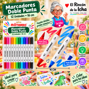 RI-0005354 Marcadores de Colores Doble Punta 12 Unidades 16 cm Motarro