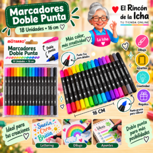 RI-0005355 Marcadores de Colores Doble Punta 18 Unidades 16 cm Motarro