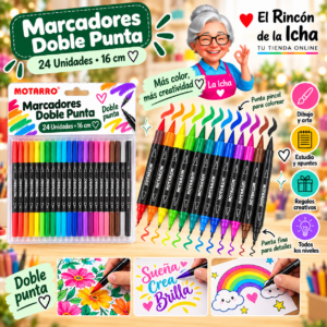 RI-0005356 Marcadores de Colores Doble Punta 24 Unidades 16 cm Motarro