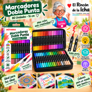 RI-0005358 Marcadores de Colores Doble Punta 80 Unidades 16 cm Motarro