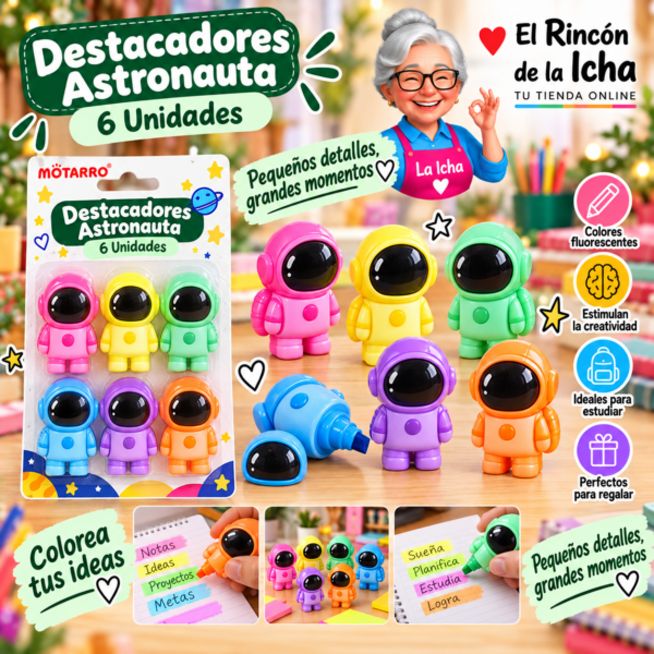 Destacadores Astronauta 6 Unidades Motarro