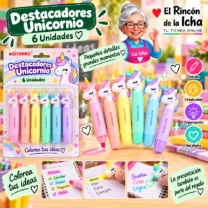 RI-0005361 Destacadores Unicornio 6 Unidades Motarro