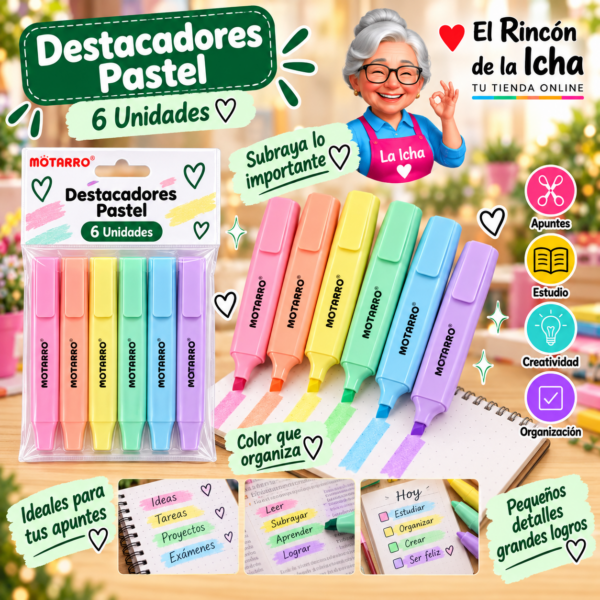 Destacadores Pastel 6 Unidades Motarro