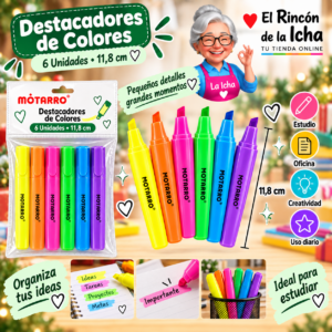 RI-0005376 Destacadores de Colores 6 Unidades 11,8 cm Motarro