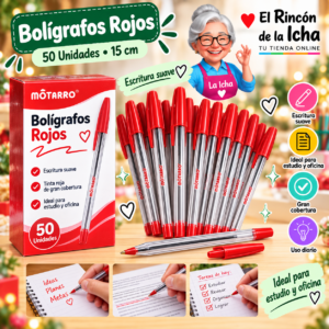 RI-0005379 Bolígrafos Rojos Cuerpo Transparente 50 Unidades 15 cm Motarro