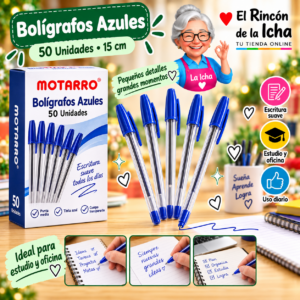 RI-0005380 Bolígrafos Azules Cuerpo Transparente 50 Unidades 15 cm Motarro