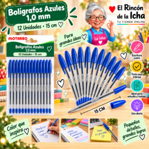 RI-0005387 Bolígrafos Azules 1,0 mm 12 Unidades 15 cm Motarro