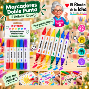 RI-0005388 Marcadores de Colores Doble Punta 6 Unidades 12 cm Motarro
