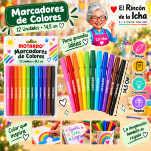 RI-0005390 Marcadores de Colores 12 Unidades 14,5 cm Motarro