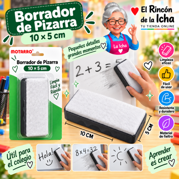 Borrador de Pizarra 10 x 5 cm Motarro