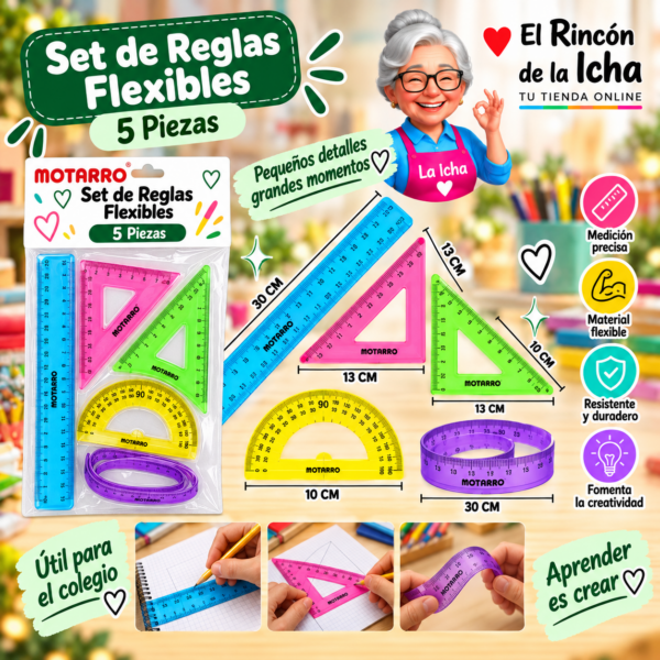 Set de Reglas Flexibles 5 Piezas Motarro
