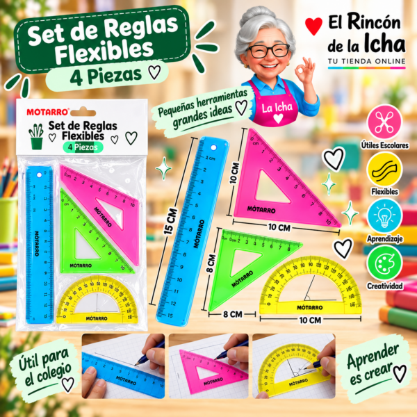 Set de Reglas Flexibles 4 Piezas Motarro