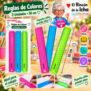 RI-0005399 Reglas de Colores 30 cm 3 Unidades Motarro