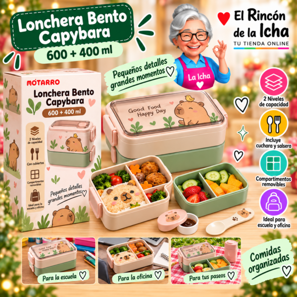 Lonchera Bento Capybara 600+400 ml Motarro