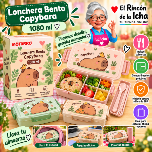 Lonchera Bento Capybara 1080 ml Motarro