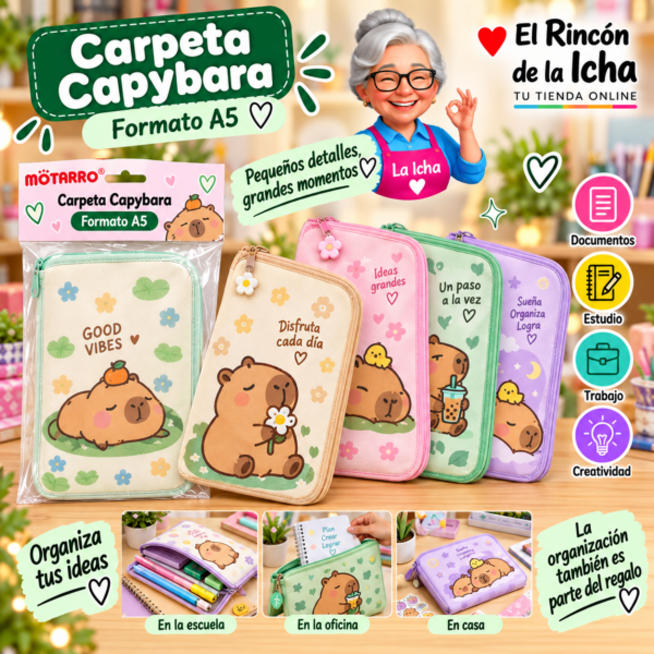 Carpeta A5 con Cierre Capybara Motarro
