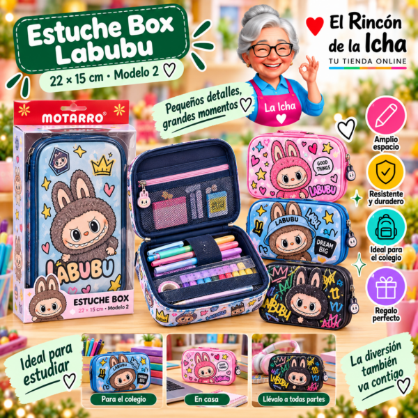 Estuche Escolar Box Labubu 22 x 15 cm Modelo 2 Motarro