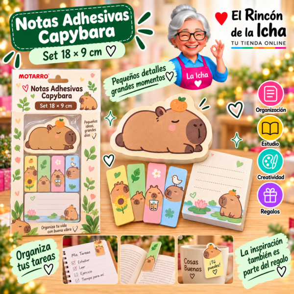 Set de Notas Adhesivas Capybara 18 x 9 cm Motarro