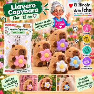 Llavero de Peluche Capybara Flor 12 cm Motarro