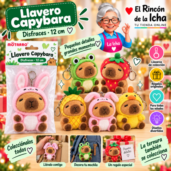 Llavero de Peluche Capybara Disfraces 12 cm Motarro