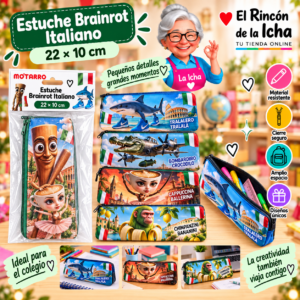 RI-0005426 Estuche Plano Brainrot Italiano 22 x 10 cm Motarro