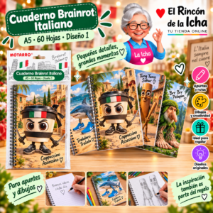 RI-0005429 Cuaderno Anillado A5 Brainrot Italiano 60 Hojas Diseño 1 Motarro