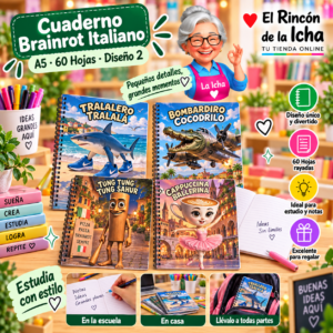 RI-0005430 Cuaderno Anillado A5 Brainrot Italiano 60 Hojas Diseño 2 Motarro