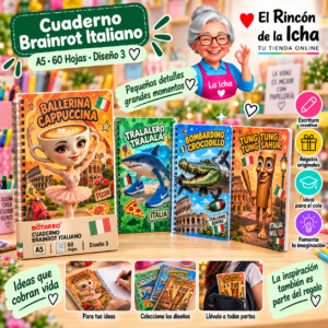 RI-0005431 Cuaderno Anillado A5 Brainrot Italiano 60 Hojas Diseño 3 Motarro
