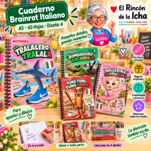 RI-0005432 Cuaderno Anillado A5 Brainrot Italiano 60 Hojas Diseño 4 Motarro
