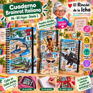 RI-0005433 Cuaderno Anillado A6 Brainrot Italiano 80 Hojas Diseño 1 Motarro