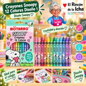 RI-0005435 Crayones Snoopy 12 Colores Diseño 1 Motarro