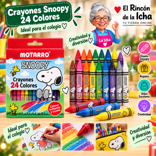 Crayones Snoopy 24 Colores Motarro