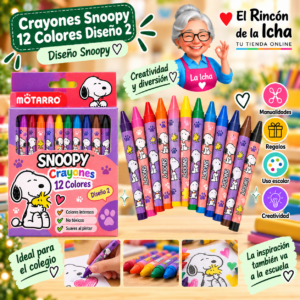 RI-0005437 Crayones Snoopy 12 Colores Diseño 2 Motarro
