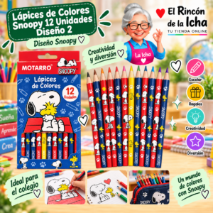 RI-0005439 Lápices de Colores Snoopy 12 Unidades Diseño 2 Motarro