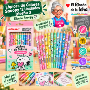 RI-0005440 Lápices de Colores Snoopy 12 Unidades Diseño 3 Motarro